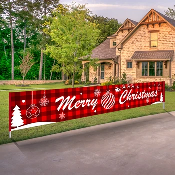 3m neaustiniai Audiniai Merry Christmas Banner Didelis Kalėdos Ženklas, Kalėdų Papuošalų, Namų Lauko Parduotuvė Banner Vėliavos Traukiant