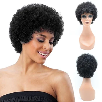 Shinelady 8 colių Trumpas Afro Keistą Garbanotas Perukas Brazilijos Ne Remy Žmogaus Plaukų Perukai Pilna Mašina Padarė Garbanotas Žmogaus Plaukų Perukai moterims