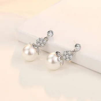 Jellystory 925 sterlingas sidabro auskarai su natūralių gėlavandenių perlų cirkonis lašas auskarai fine jewelry moterų vestuves