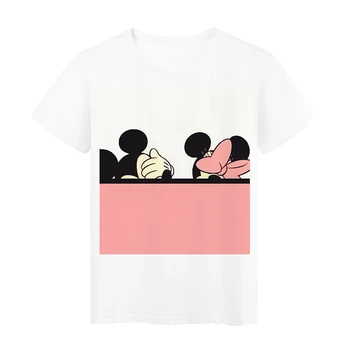 Marškinėlius Moterims LAIMINGA LIEPOS 4-osios Minnie Mouse White Ponios marškinėliai Vasaros Mados Atsitiktinis Unisex T Shirts футболка женски
