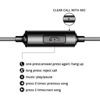 Triukšmo Panaikinimo 3.5 mm In-Ear Ausinės Super Bass Ausinės HiFi Stereo Ausines Huawei p20 lite Xiaomi 