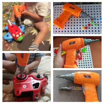 Vaikai Plastiko Modeliavimas Priežiūros Priemonė, Elektros Žaislas Gręžimo Švietimo Žaislas, Skirtas Berniukas, Išardyti Automobilį Surinkti Blokuoti Įrankių Rinkinys