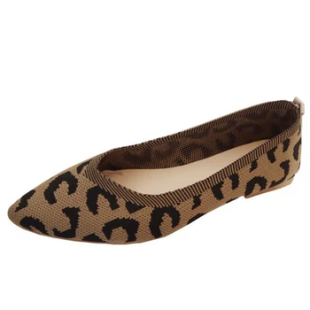 2020 m. Rudenį Moterų batai, Megztiniai, Leopardas seklių burną vieną avalynė Slydimo Baleto Butai Moterų Laisvalaikio Bateliai moterims, Batai hy756