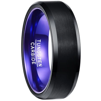 Nuncad 3.0 MM storio juoda butas matinio paviršiaus, mėlynai violetinė vidinio žiedo-volframo karbidas vyro Klasikinis vinatge žiedas JAV dydis 7-12