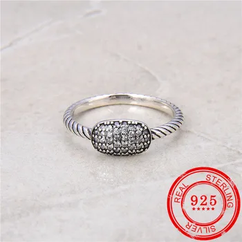 Naujas stilius 925 sterlingas sidabro žiedas cirkonis inkrustacijos retro stiliaus žiedas ponios žiedas vestuvių dovana mados sidabro papuošalai