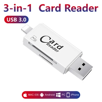 3 in 1 Kortelių Skaitytuvas SD Tf Card Reader & Micro SD Kortelės Adapteriu Kompiuterio, 