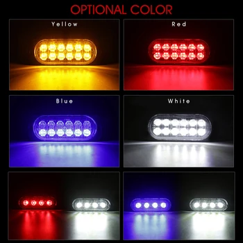 12 LED Automobilių Sunkvežimių Mirksėtų Žiburiai Policijos Įspėjimas LED Mirksi Avarinis Grotelės Flashers LED Šviesos Strobe Lempa Balta Raudona Mėlyna Gintaro