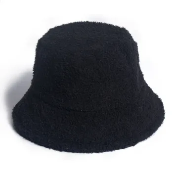 2021 Skrybėlę Žiemos Moterų Mados vientisos Spalvos Ėriukų Kailio Kepurę Kibirą Bžūp Žvejo Skrybėlę Retro Vilnos Baseino Kibiro Kepurę Atsitiktinis Butas Skrybėlę