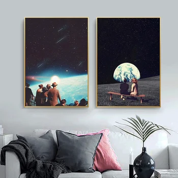 Derliaus Sovietų Kosmoso Plakatai ir Spausdina Naktį Dangus, Visata, Žemė Galaxy 