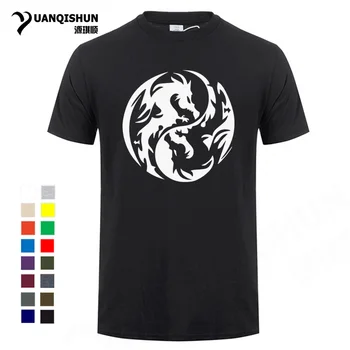 Paslaptingas Senovės Genčių Dragon Totem Spausdinti Marškinėlius Juokinga Yin Yang Dragon T-Sshirt Aukštos Kokybės 16 Spalvų Grynos Medvilnės Viršūnes Tee