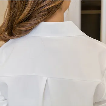 Baltos Apykaklės Marškinėliai Moterims Chemise Blanche Femme Negabaritinių Ilgomis Rankovėmis Palaidinė Atsitiktinis 2020 M. Rudenį Korėjos Mygtuką Iki Viršūnės Blusas
