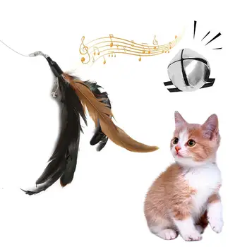 100vnt Naminių Kačių Žaislas meškere Ištraukiama Plunksnos Funny Cat Polių su Penkių Pakeitimo Galvos Pet Interaktyvūs Žaislai
