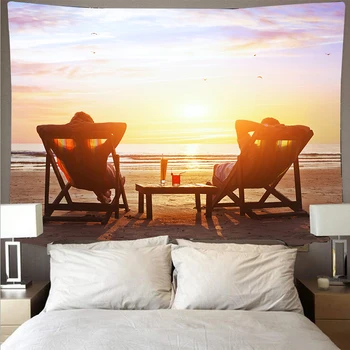 Saulėlydžio bangos paplūdimio dekoracijos gobelenas didelis menas spausdinti gobelenas psichodelinio sieniniai paplūdimio rankšluostį poliesterio pluoštas plonas jogos BGT007