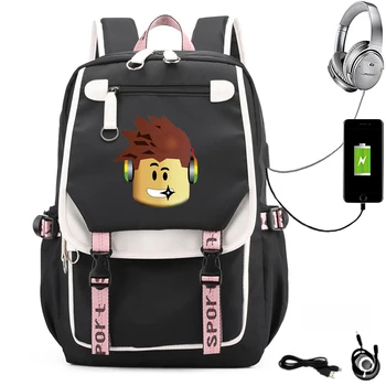 USB Nylon Kuprinė Paauglių Schoolbags Už Berniukas Mergaitė Vaikai maišelį mochila vyrams, moterims, Kuprinės Mokykla Krepšys