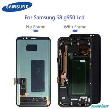 SAMSUNG Galaxy S8 G950 G950F Ekranas S8 Plius G955 G955F Jutiklinis Ekranas Raudona Dega-Šešėlis, Ekrane S8 LCD +Rėmas Pakeitimo