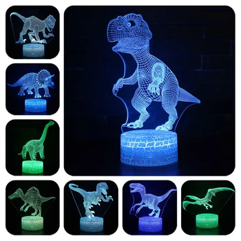 Dinozaurų 7 Spalvos Keičiasi Stalo figūrėlių, Lempa USB Juros periodo Led Stalinis Žibintas Tyrannosaurus Rex modelis žaislai Kalėdų Dovana