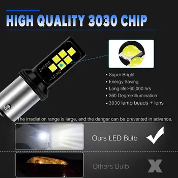 2vnt 1156 Ba15s 7440 T20 1156 BAU15D LED Lempučių, Ne Hyper Flash šviesos Auto Automobilio Posūkio Signalo žibintai, stabdžiai dieniniai žibintai
