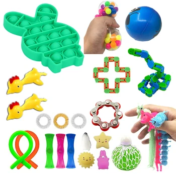 24 Pack Fidget Jutimo Žaislų Rinkinys Įtempių Žaislus Vaikams, Suaugusieji Autizmo Nerimas Reljefas Streso Pop Burbulas Fidget Žaislai Vaikams