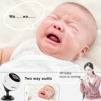 Magnetinio dizainas nemokamai 32G TF kortelę 1080P kūdikio stebėjimo mini ip vaizdo kamera / stebėjimo kamerą, skirtą kūdikių ir belaidė IP kamera