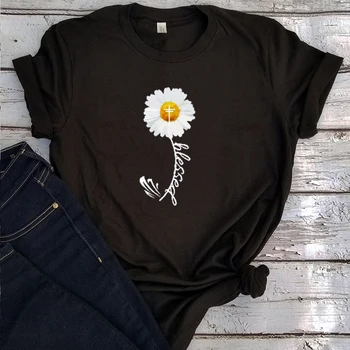Daisy Gėlių Marškinėliai Krikščionišką Meilę Vienas Kitam Paukščiui Grafinis Tees Moterų Taikos Juokingi Marškinėliai Moterims 2020 Palaimintas