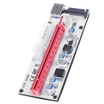 PCIE PCI-E 1x iki 16x Vaizdo Adapteris Extender Kortelės Kasybos Kabelių Rinkinys su 3 Galios Uostų PCIe Riser Card už BTC Kasybos Miner