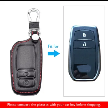 Nekilnojamojo Odos Automobilio Raktas Padengti Toyota Corolla Highlander Crown 2 Mygtukai Smart Remote Keyless Fob Raštas Atveju Keychain Krepšys