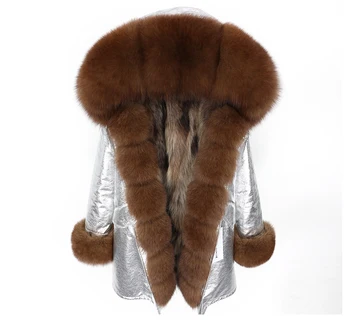 2020 m. naujas nekilnojamojo lapės kailio apykakle striukė moteriška Natūralios Meškėnas Kailių Linijinės kailis Žiemos paltai moterims storas šiltas Parker