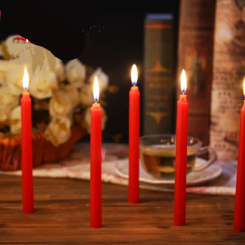 10vnt! Romantiška Vakarienė Žvakių šviesoje Žvakė Siaurėjantys Lazdele Sojų Vaško Todėl už Šalies Helovinas Vestuvių stalo dekoracija raudona balta juoda