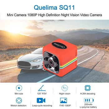 Quelima SQ11 Mini Kamera, 1080P Aukštos raiškos Naktinio Matymo Vaizdo Kamera, Mini Kamera Su mount