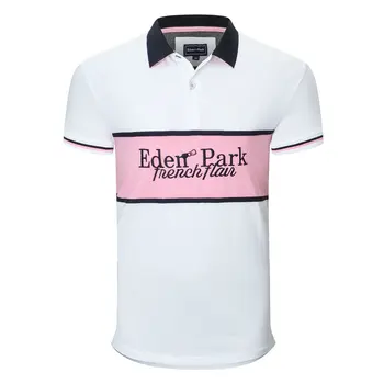 Naujas Vyrų eden park Polo Marškinėliai trumpomis Rankovėmis Mens Atsitiktinis raidžių Siuvinėjimo golf polo Medvilnės homme vyrams kietas polo viršūnes PLIUS 3XL