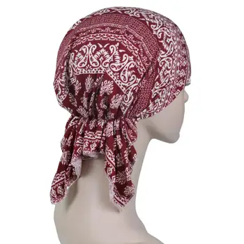 Musulmonų Elastinga Moterų Medvilnės Šalikas Turbaną Skrybėlę Vėžio Chemoterapija Chemo Beanies Kepurės Galvos Wrap Galvos Apdangalai, Plaukų Slinkimas, Priedai