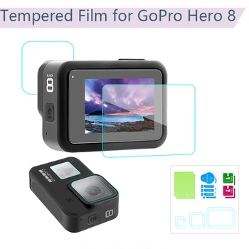 2 Komplektai Grūdintas Stiklas Kino Ekrano apsaugos GoPro Hero 8 Sporto Veiksmo Kamera Sprogimui atsparią Apsauginę Priedai