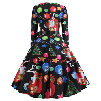 Vintage Suknelė Atsitiktinis Kalėdų Senį Žiemos Suknelės Moterims, Chalatas, Sūpynės Pinup Elegantiškas Šalis Suknelė Plus Size Vestidos