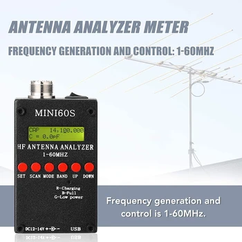Mini60S 1-60MHz HF ANT Antenos SWR Analizatorius Matuoklis su 