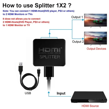Hdmi Splitter 4K Adapteris PS4 PC TV Box 