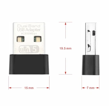 Belaidis USB 2.0, WiFi Adapter Dual Band 2.4 & 5.8 Ghz, 802.11 ac 600Mbps 