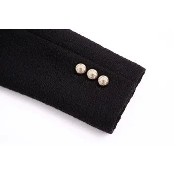 Zora juoda mygtuką iki žiemos striukė chalatą ilgomis rankovėmis derliaus office ponios streetwear za 2020 m. moteris jaqueta feminina abrigo mujer
