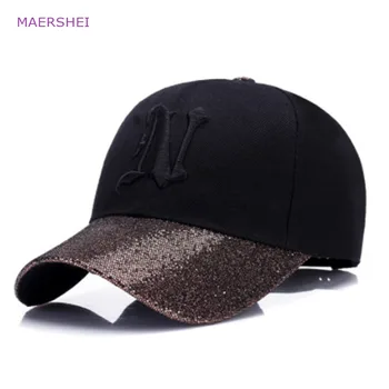 MAERSHEI naujas ponios laišką išsiuvinėti beisbolas bžūp blizgančiais mados atsitiktinis lenktas skrybėlės merginos gali reguliuoti hip-hop skrybėlės