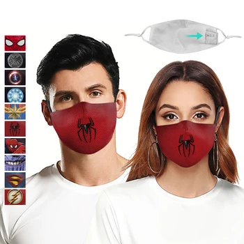 Suaugusiųjų 3D Superhero Skaitmeninis Atspausdintas Atspausdintas Apsauginis Veido Audinio Kaukės PM 2.5 Dulkės Burna, Apima Skalbti Daugkartinių Nagų Kaukė