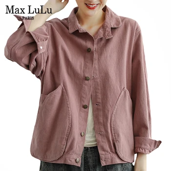 Max LuLu Naujų 2020 M. Korėjos Mados Stilius Moterys Derliaus Rudenį, Paltai Ponios Atsitiktinis Laisvi Švarkai Moterų Negabaritinių Medvilnės Streetwear
