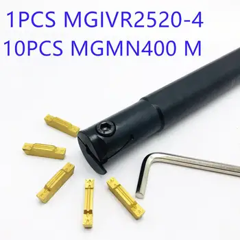 1 gabalas MGIVR2520-4 HSSCNC skylę bokštelis įrankių laikiklis + 10 vienetų MGMN400 M staklių priedai groove tekinimo peilis MGIVR