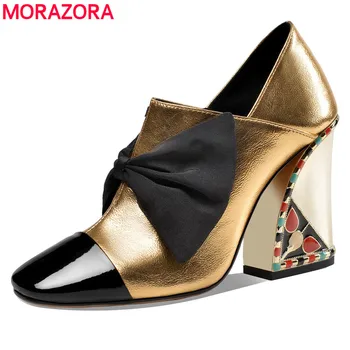 MORAZORA 2020 m Dydžio 34-43 Naują atvykimo aukštos kokybės moterų siurbliai kvadratinės pėdos storio krištolo aukštakulnius batus, moteris, ponios šalies bateliai