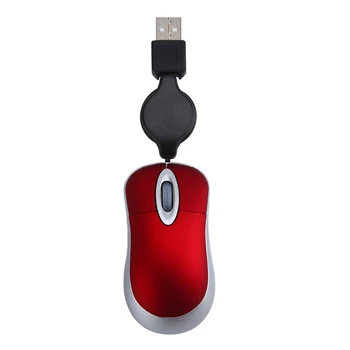 Mini USB Laidinė Pelė Ištraukiamas Laidas Maža Mažos Pelės 1600 DPI Optinis Kompaktiškas Kelionės Pelėms Windows 98, 2000, XP, Vista Ve