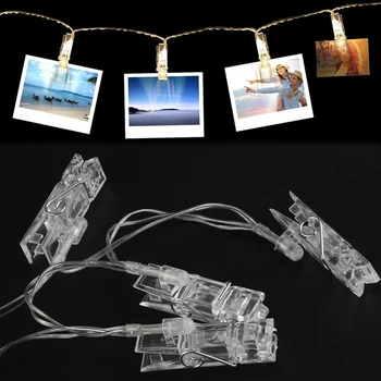 USB 1M 10LED Girliandą Kortelės Foto Įrašą Led String Pasakų Šviesos Kalėdų, Vestuvių, Valentino Namuose Šventė Miegamojo Puošmena