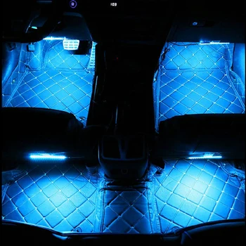 12V Led Automobilių Koja Lempos, Aplinkos Šviesos RGB USB /Žiebtuvėlio Nuotolinio Valdymo Auto Interjero Dekoratyvinis Neon Atmosfera Žibintai