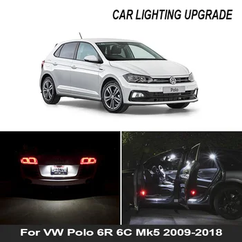 12pcs Led Lemputės, Automobilių Reikmenys Volkswagen VW Polo 6R 6C Mk5 2009-2018 Led Vidaus apšvietimo Rinkinys Žemėlapis Dome Kamieno Plokštė Šviesos