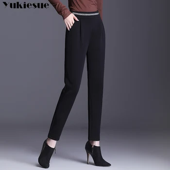 Korėjos Žiemą storas vilnos haremo Kelnės moterims Nauji Aukštos Juosmens Storio Haremo Kelnės Laisvalaikio Kelnės Moteriška Rudens Pants Plus Size