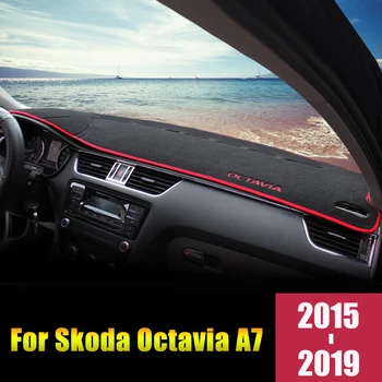 Už Skoda Octavia Mk3 A7 5E-2019 Automobilio prietaisų Skydelio Dangtelį, Mat Saulė Pavėsyje Mygtukai Prietaisų Skydelis Kilimai Apsaugoti Anti-UV Priedai