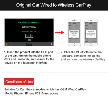 Carlinkit 2.0 CarPlay Belaidžio ryšio Adapteris, skirtas VW Volkswagen Golf Tiguan Passat Touran Polo Bora CC Jetta Lamando Lavida Magotan Rinkinys