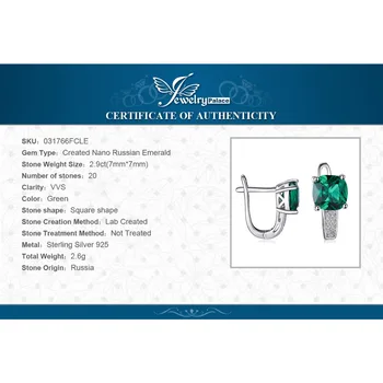 JewelryPalace Sukurta Nano Smaragdas Įrašą Auskarai 925 Sterlingas Sidabro Auskarai Moterims, Brangakmenių Korėjos Earings Bižuterijos